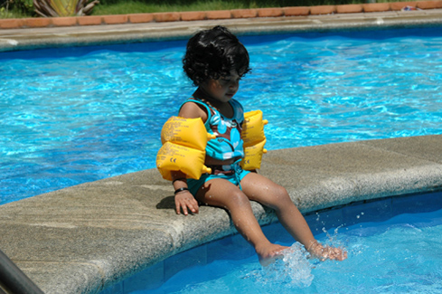 teaching Akshara to swim